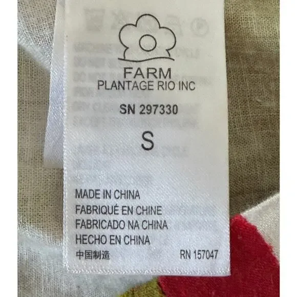 Farm Rio Spring Forest Long Sleeve Linen Blend Mini Dress White Multi Small - Picture 14 of 16